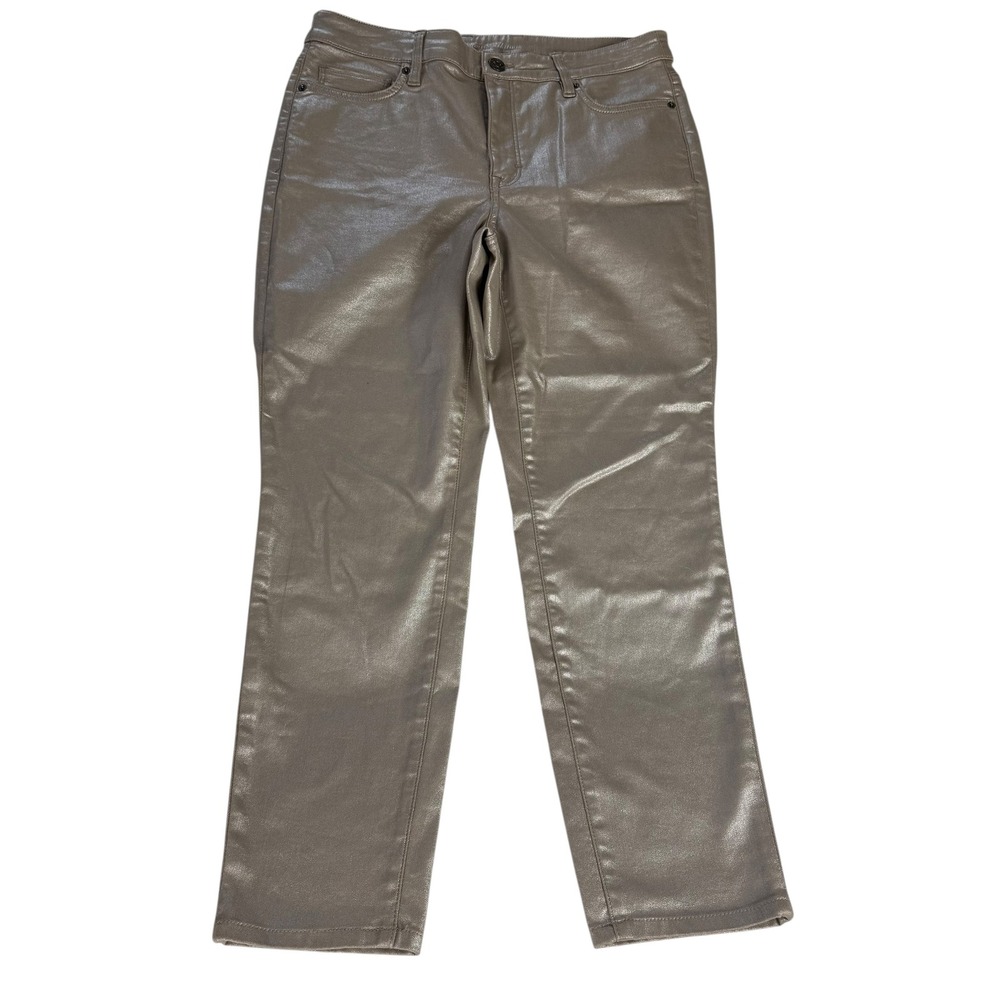 Tommy Bahama Womens Metallic Champagne Gold Straight Leg Jeans Pants Size 12x28